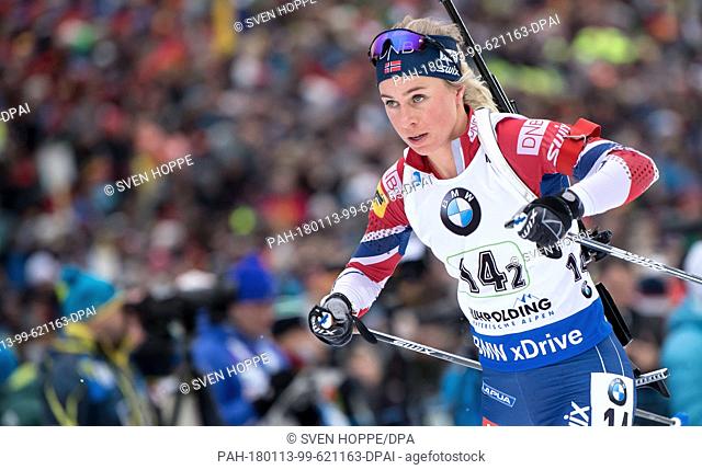 Norway's Tiril Eckhoff in action at the Biathlon World Cup women's relay (4 x 6km) in Ruhpolding, Germany, 13 January 2018. Photo: Sven Hoppe/dpa