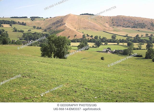 Dry summer conditions in Peak district national park, near Dovedale, Derbyshire, England