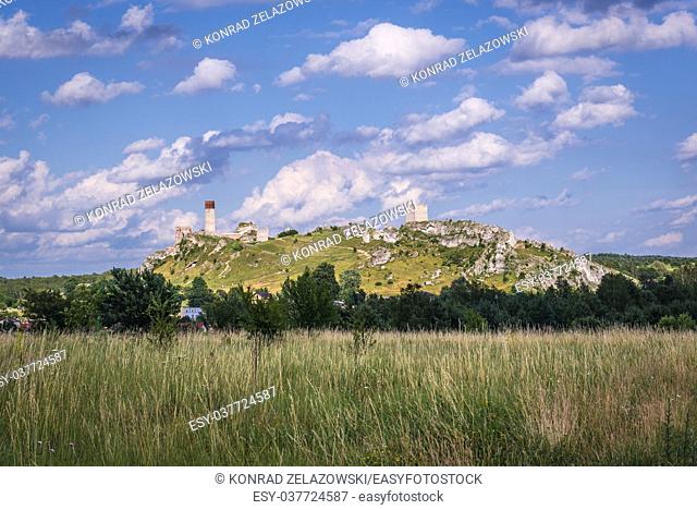 Ruins of 14th century castle in Olsztyn village, part of Eagles Nests castle system in Silesian Voivodeship of southern Poland