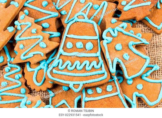 Blue glaze gingerbread cookie