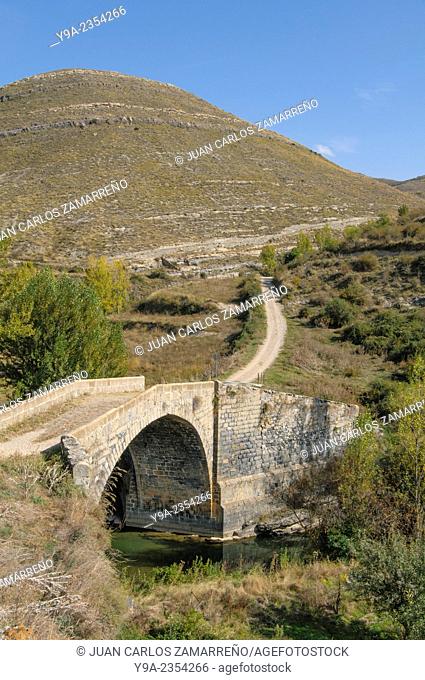 Medieval bridge near of Enciso, Cidacos Valley, La Rioja, northern Spain