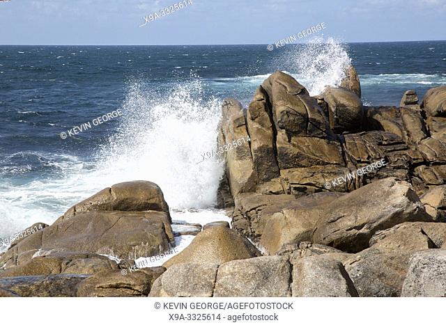 Waves and Rocks at Barca Point, Muxia; Fisterra; Costa de la Muerte; Galicia; Spain