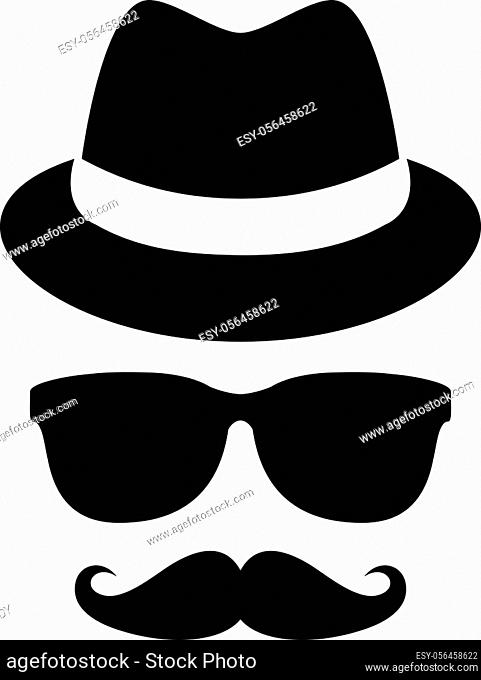 Unknown person in black glasses vector icon on white background