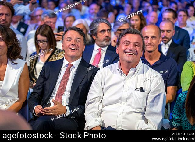 Leader of Italian party Azione (Action) Carlo Calenda and the italian segretary of the Italia Viva party on the occasion of the opening of the electoral...