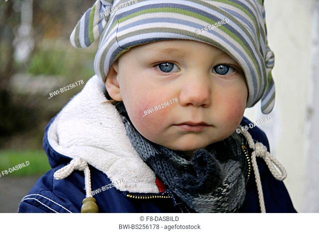little boy with beanie, portrait, Germany