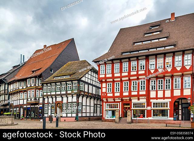 Ancient half-timbered houses on Market square in the downtown Einbeck, Germany