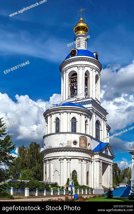Bell tower of All Sacred with gateway church of the Assumption of the Blessed Virgin and Sacred gate in Holy Bogolyubovo Monastery, Russia