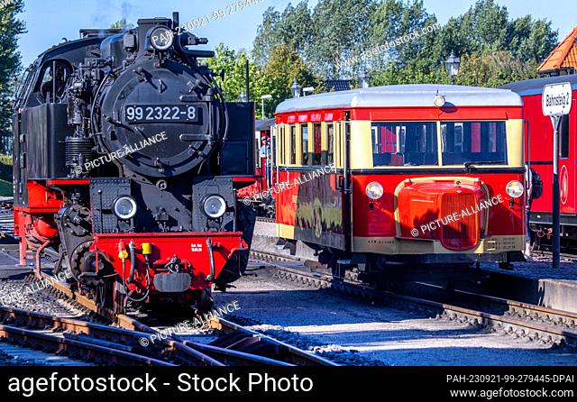 21 September 2023, Mecklenburg-Western Pomerania, Kühlungsborn: The railcar T1 of the Borkumer Kleinbahn, the so-called ""Schweineschnäuzchen""