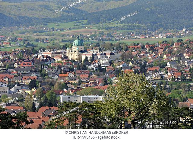 View of Berndorf, Kremesberg mountain, Triestingtal valley, Lower Austria, Austria, Europe