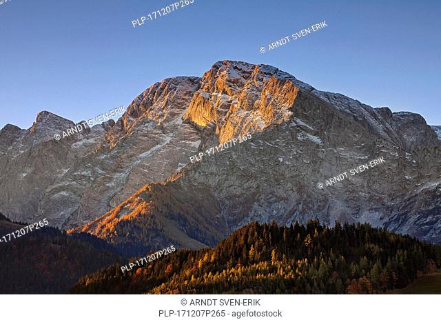 Hoher Göll, highest mountain peak of the Göll massif near Obersalzberg in the Berchtesgaden Alps, Bavaria, Germany
