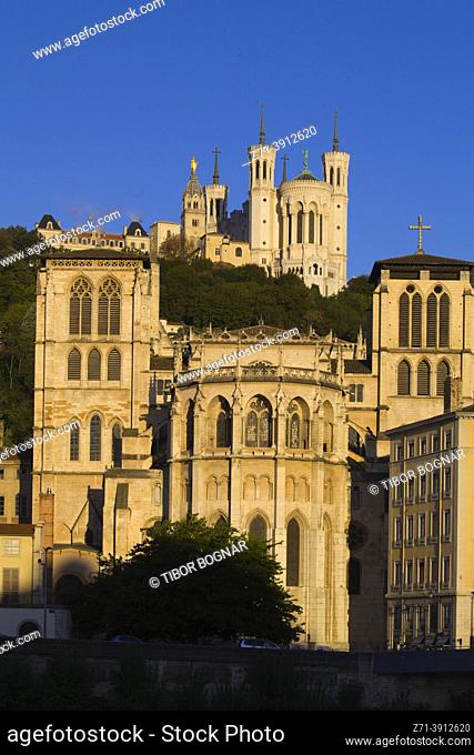 France, Lyon, Notre-Dame de Fourvière, basilica, St-Jean, cathedral,