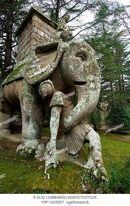 The Elephant, Parco dei Mostri monumental complex, Bomarzo, Viterbo, Lazio, Italy