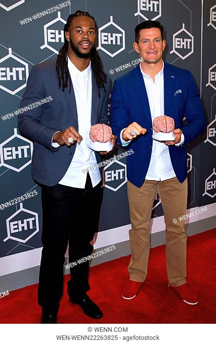 Fomer NFL player Sidney Rice and NY Giants player Steve Weatherford attend the EHT press conference at The Chelsea Stratus Featuring: Sidney Rice