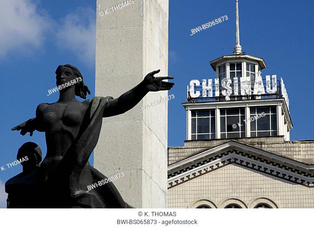 Chisinau, Independence Square, liberty monument, Hotel National, Moldova, Chisinau