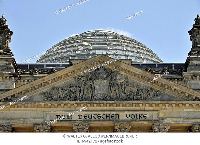 Reichstag, Reichstag building, detail, seat of the German parliament, government district, Berlin-Mitte, Berlin, Germany, Europe