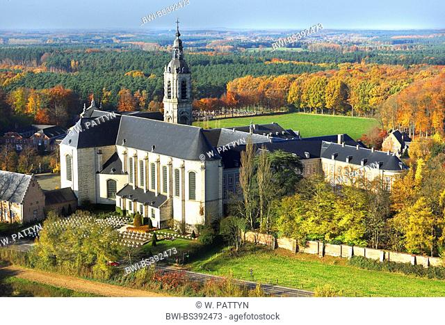 Abbey of Averbode, forest from the air in autumn, Belgium, Averbode