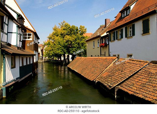 Row of houses and river Forchheim Franconian Switzerland Bavaria Germany little venice