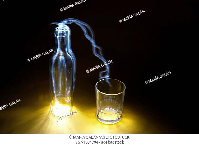Light-painting with a bottle and a glass