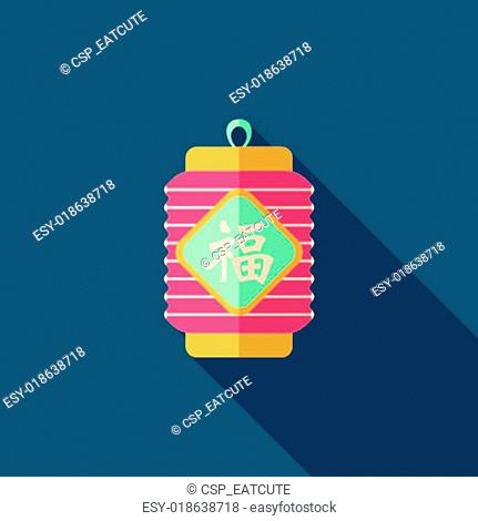 Chinese New Year flat icon with long shadow, eps10, Chinese festi
