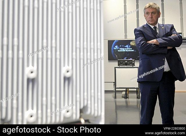 Flemish Minister President Jan Jambon pictured during a visit to Ericsson company in Kista, Stockholm during a visit to Sweden on Friday 18 March 2022