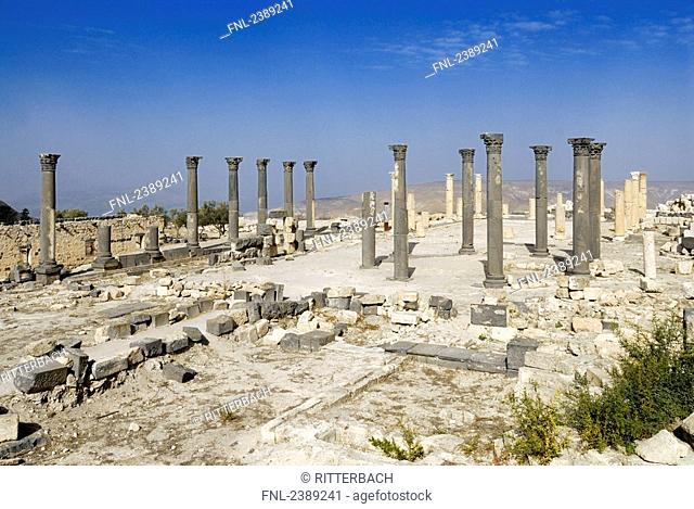 Old ruins of columns, Umm Qais, Jordan
