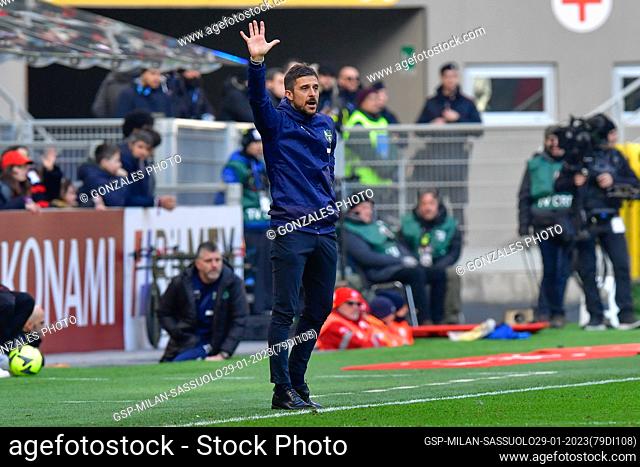 Milano, Italy. 29th, January 2023. Head coach Alessio Dionisi of Sassuolo seen in the Serie A match between AC Milan and Sassuolo at San Siro in Milano
