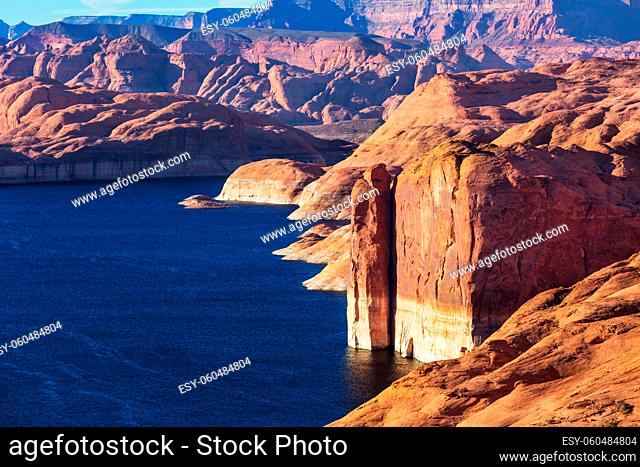 Unusual landscapes in Powell lake, USA. Travel background