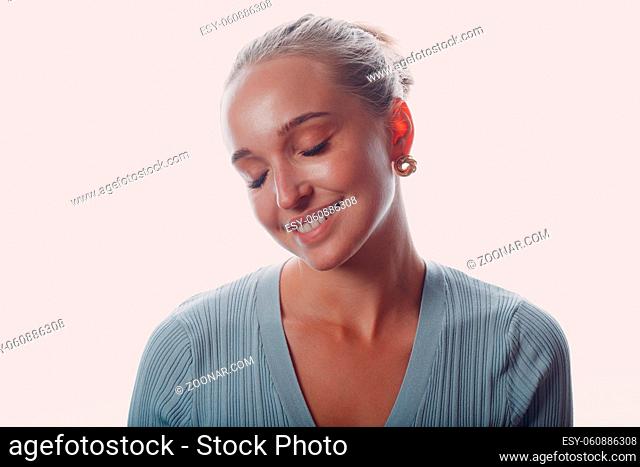 Adult young woman smile portrait in studio