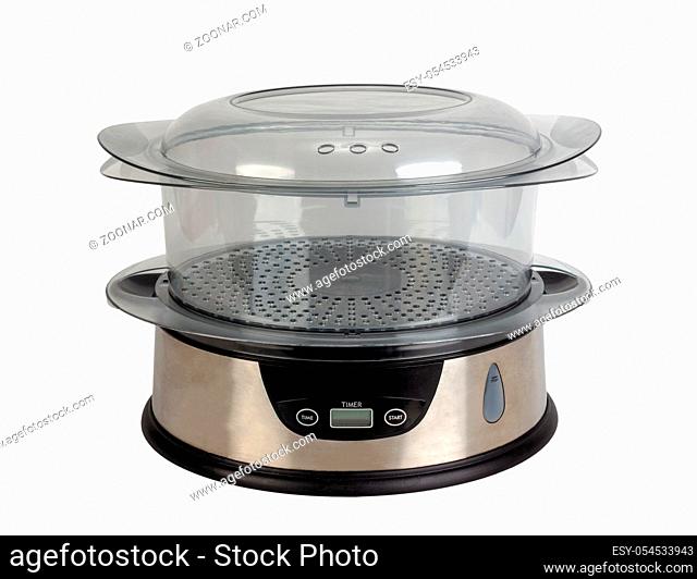 Household cooking double boiler with one transparent container isolated on a white background