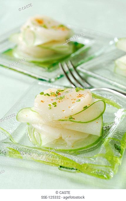 Scallop and green apple Mille-feuille