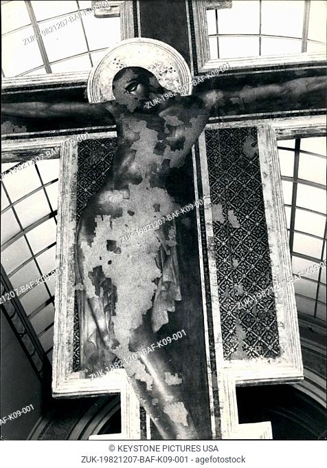 Dec. 07, 1982 - Badly damaged from the floods that ravaged Florence, Italy in November of 1966, the crucifix of Santa Croce has been the object of a long and...