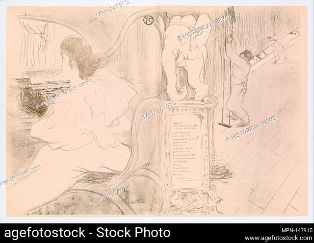 At the Curtain (Au rideau). Series/Portfolio: L'Estampe originale, Album IX, cover; Artist: Henri de Toulouse-Lautrec (French
