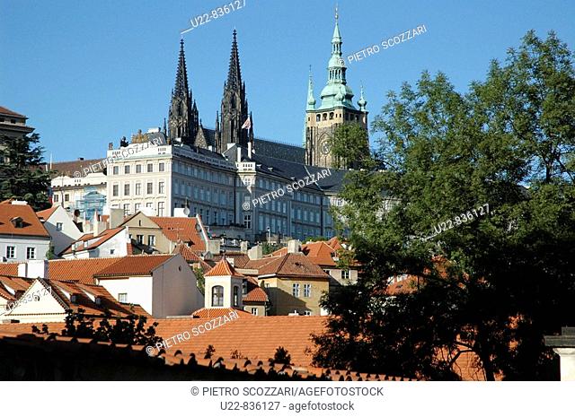 Prague Czech Republic, view of Hradcany and the Hrad castle