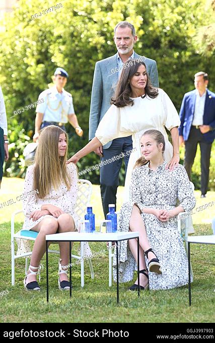 King Felipe VI of Spain, Queen Letizia of Spain, Crown Princess Leonor, Princess Sofia attends a Code.org workshop and Meeting with previous Princess of Girona...