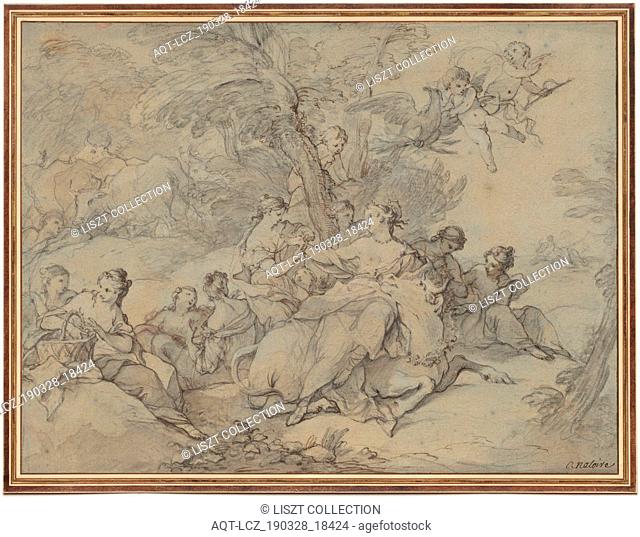 Rape of Europa, 1731. Charles Joseph Natoire (French, 1700-1777). Pen and black and brown ink, gray and brown wash, and black chalk;