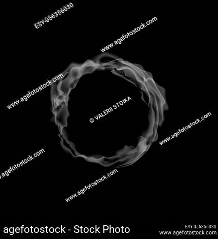 Smoke Frame on Black Background. Delicate White Cigarette Smoke Waves on Transparent Texture
