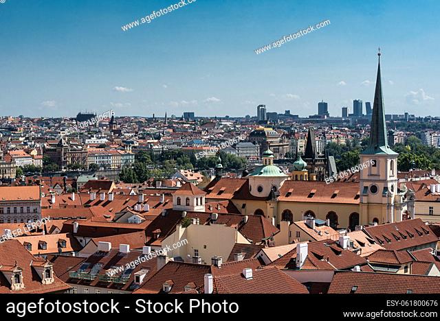 Prague - Czech Republic Panoramic view from above over the city of Prague