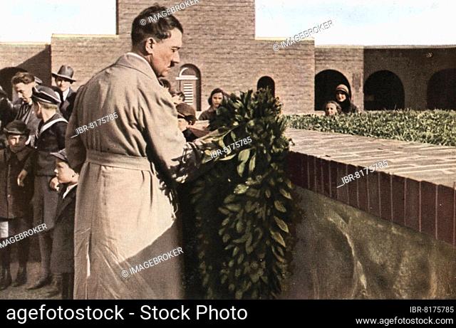 Adolf Hitler (* 20 April 1889 in Braunau am Inn) († 30 April 1945 Berlin), Leader of the Nazi Party, Reich Chancellor from 1933