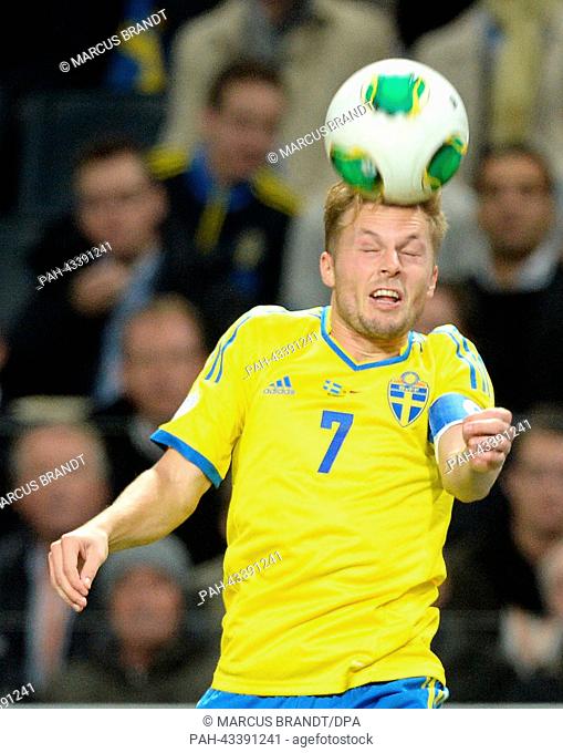 Sweden's Sebastian Larsson during the World Cup group C qualification match at Friends Arena Solna in Stockholm, Sweden, 15 October 2013