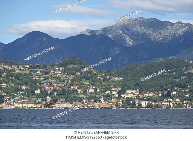 Italy, Lombardia, Como province, Lake Como, Menaggio seen from the boat from Varenna