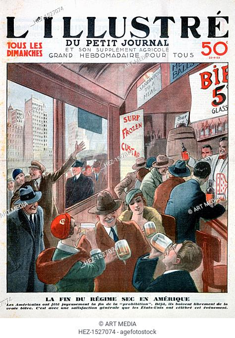 The end of prohibition in America. The front cover of the L'illustré Du Petit Journal. December 5, 1933, marks the end of Prohibition for the United States