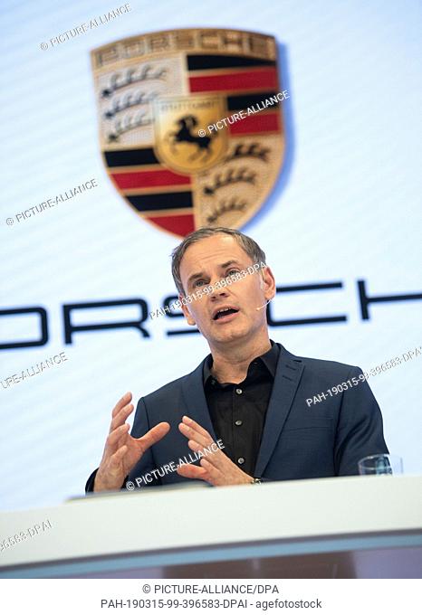 15 March 2019, Baden-Wuerttemberg, Stuttgart: Oliver Blume, CEO of Porsche AG, attends the company's balance sheet press conference
