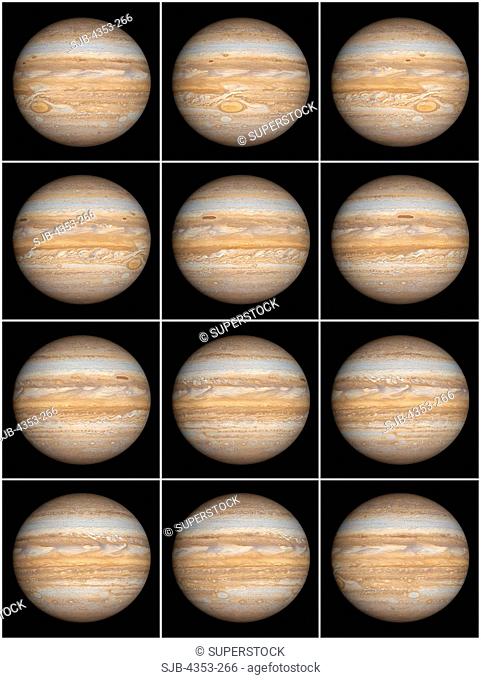Digital Illustration of Jupiter's Rotation On Its Axis