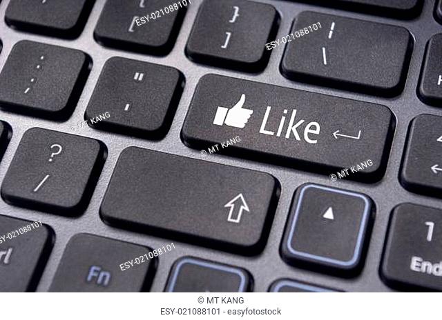 like message on keyboard button, social media concepts