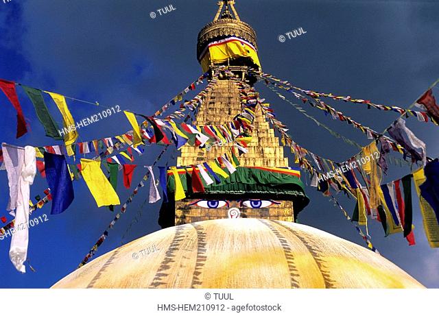 Nepal, Kathmandu Valley, listed as World Heritage by UNESCO, Buddhist stupa of Bodnath