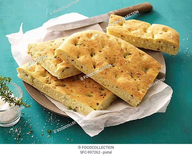 Focaccia with salt and thyme
