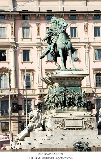 Monument to Victor Emmanuel II, Milan, Lombardy, Italy, Western Europe
