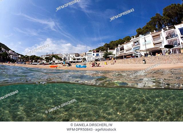 Beach of Tamariu, Tamariu, Costa Brava, Mediterranean Sea, Spain