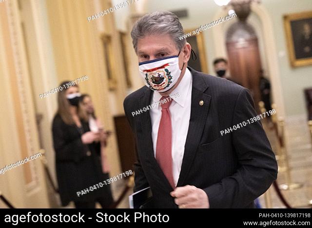 United States Senator Joe Manchin III (Democrat of West Virginia) arrives for US Senate Proceedings during the Second Impeachment Trial of US President Trump on...