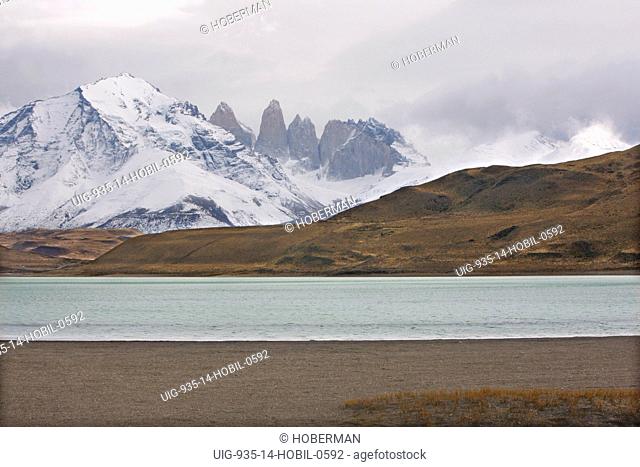 Snow-covered Mountains and Lake, Patagonia, Chile
